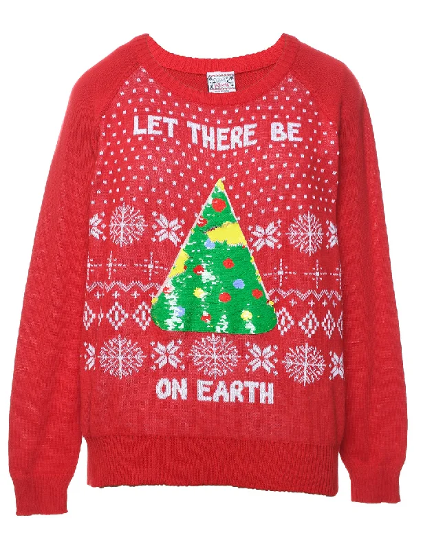Red Christmas Jumper - L High Neck Crew Neck V-Neck