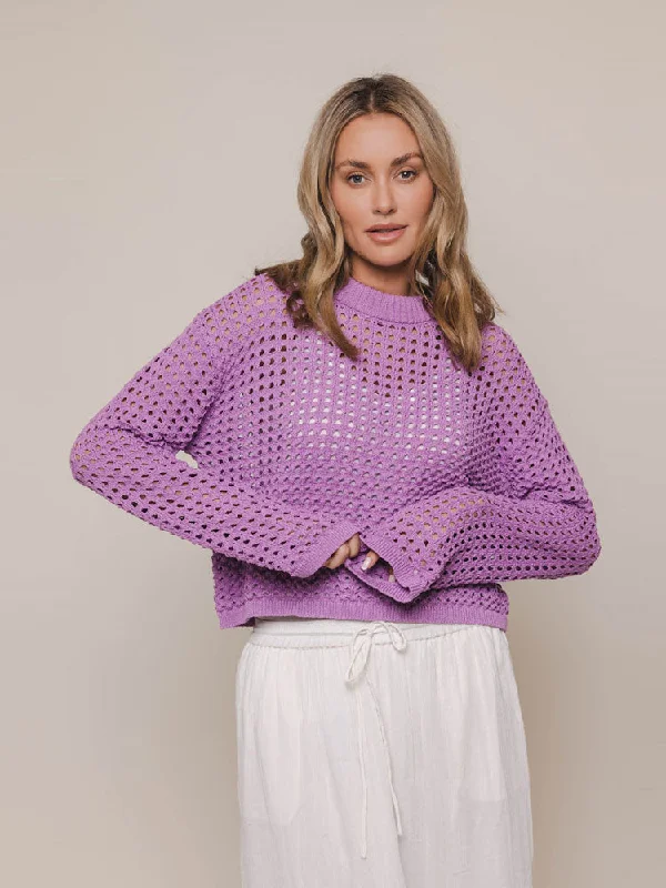 Rino & Pelle Bailey Perforated Cropped Jumper Dahlia Sweater Knitwear Pullover