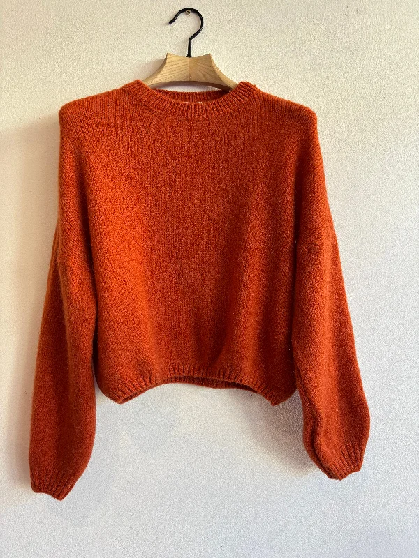 Rust Mohair Balloon Sleeve Jumper Slim Fit Regular Fit Oversized