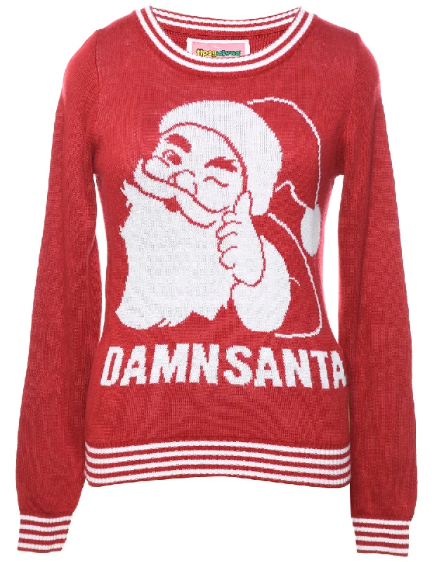 Santa Claus Christmas Jumper - S Jersey Fabric Tulle Fabric Batik Fabric