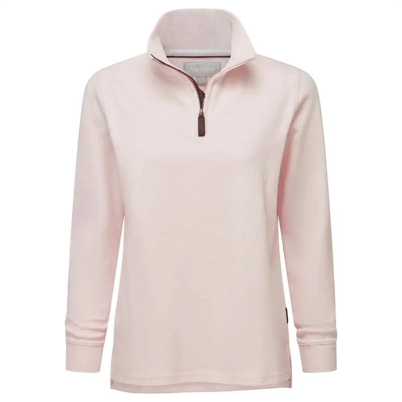 Schoffel Appletree Bay 1/4 Zip Ladies Jumper - Pale Pink Chenille Blend Fleece Blend Nylon Blend