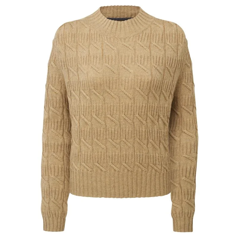 Schoffel Sandsend Cable Knit Ladies Jumper - Warm Sand Boxy Sweater Fitted Sweater A-Line