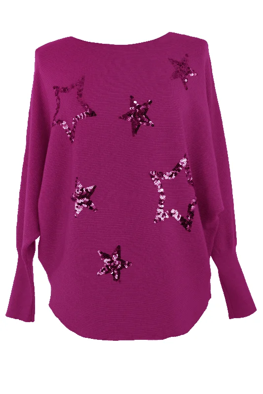 Sequin Multi Star Jumper Graphic Sweater Embroidered Appliqued