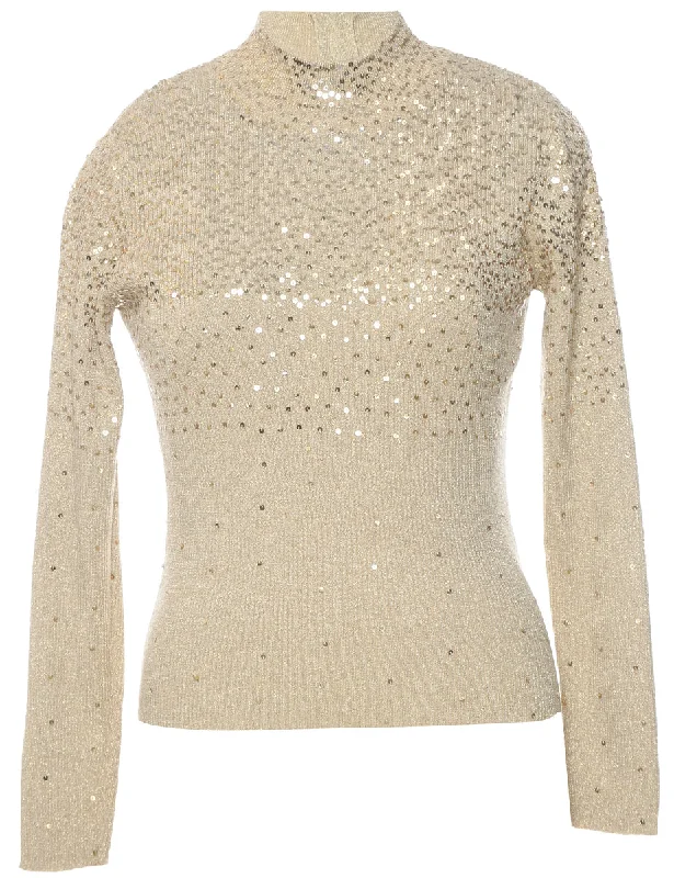 Sequined Jumper - L Iron Safe Non-Iron Wrinkle Free