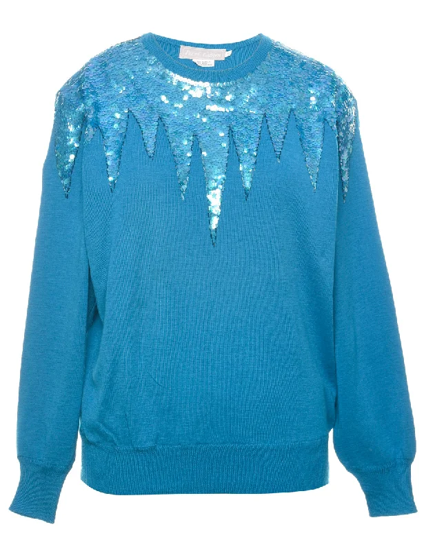 Sequined Jumper - L Thin Thick Dense