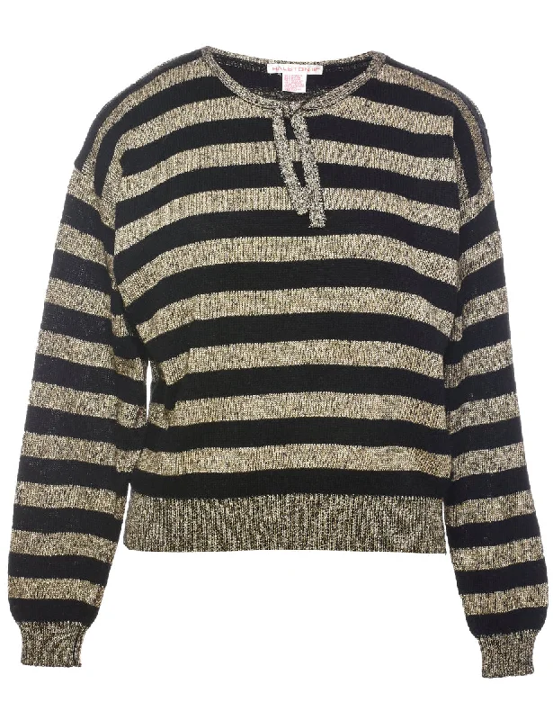 Striped Pattern Jumper - L Glossy Satin Silk
