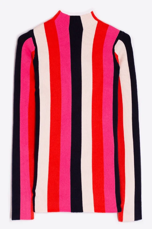Vilagallo 31693 Orange Ecru Multi Stripe Jumper Thin Thick Dense