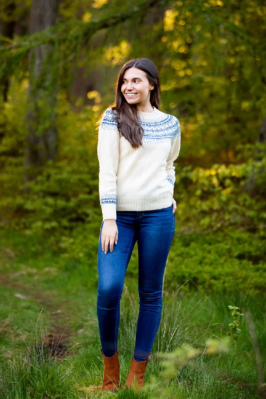 Womens Aviemore Yoke Fair Isle Jumper - cream Sequined Glittery Shiny