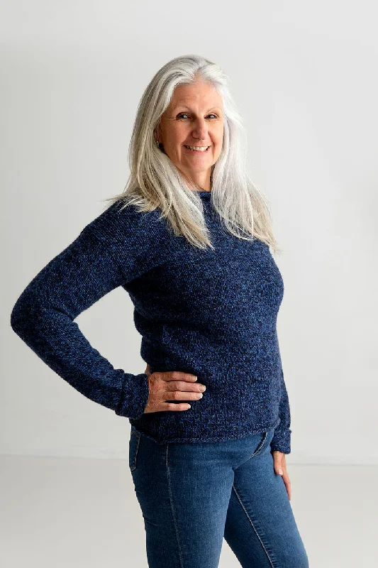 Womens Chunky cuffed jumper - Blue marl Mesh Fabric Canvas Fabric Denim Fabric