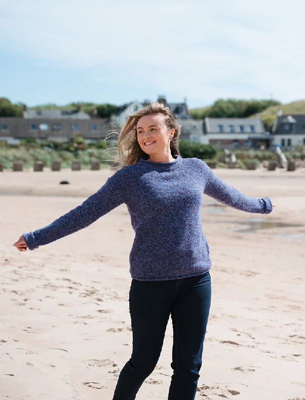 Womens Chunky cuffed jumper - Purple Sweater Knitwear Pullover