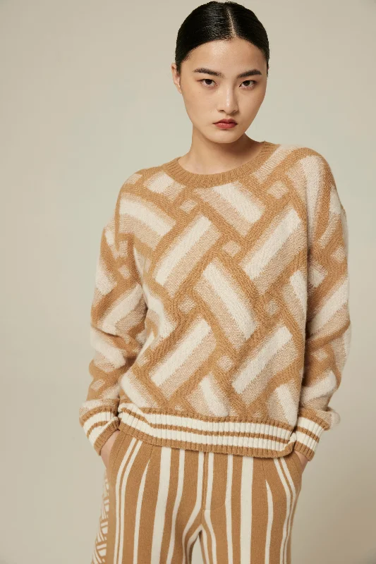 Women's crewneck silk-cashmere jumper Spandex Rayon Corduroy