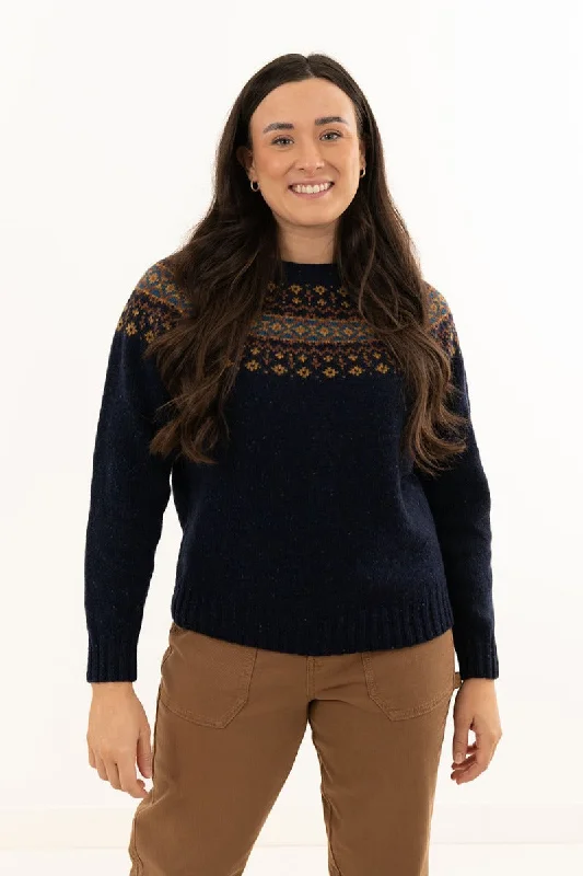 Womens Croft II Yoke Fair Isle Jumper - navy Soft Cozy Warm