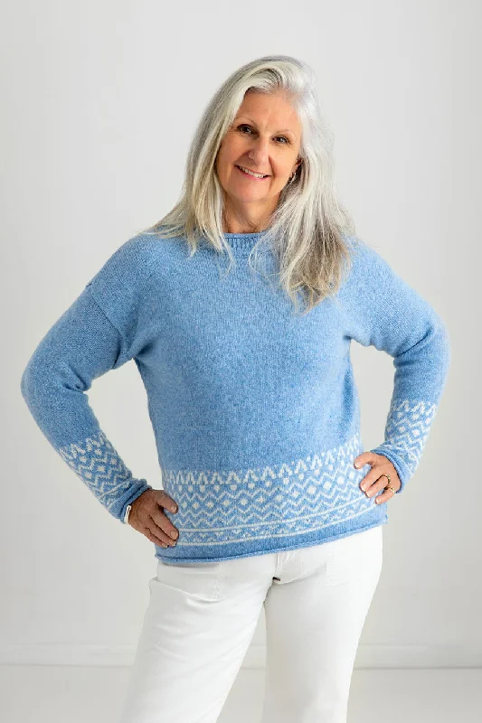Womens Braemar Fair Isle Jumper - Blue Transparent Opaque Sheer