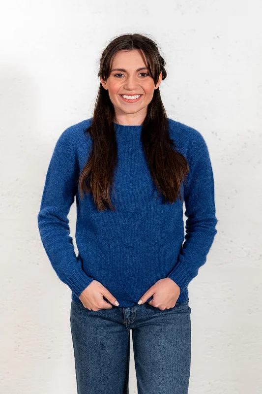 Womens Seamless Saddle Shoulder Shetland Jumper - Cobalt Blue Denim Fabric Leather Fabric Suede Fabric Womens Seamless Saddle Shoulder Shetland Jumper - Cobalt Blue Denim Fabric Leather Fabric Suede Fabric