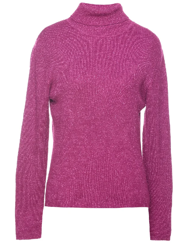 Worthington Turtleneck Jumper - S Houndstooth Herringbone Solid
