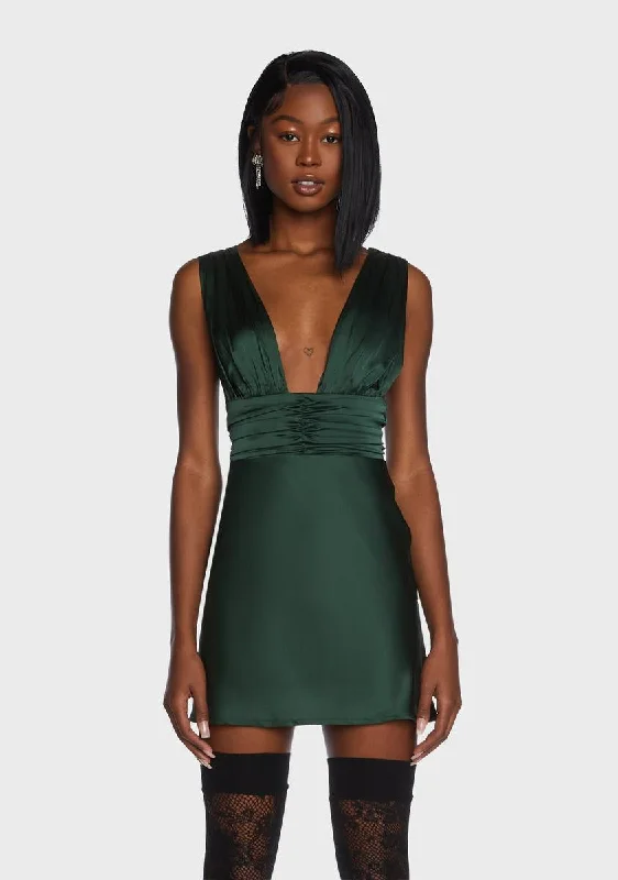 Emerald Tonight's A Celebration Mini Dress Comfortable Fit-and-Flare Mini Dress