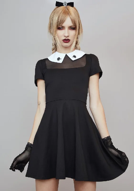 Haunting Hallways Flared Mini Dress Stylish Sweetheart Neck Mini Dress