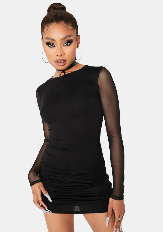 Just For Show Sheer Back Mini Dress Comfortable Bodycon Mini Dress