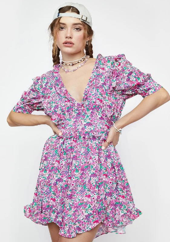 Katarina Floral Mini Dress Elegant Off-Shoulder Dress Mini