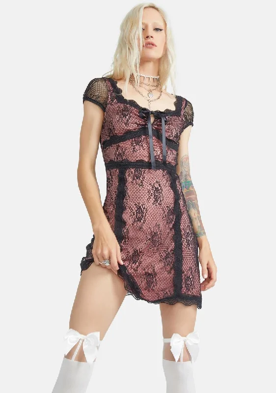 Lost Without You Lace Overlay Mini Dress Elegant Floral-Print Mini Dress