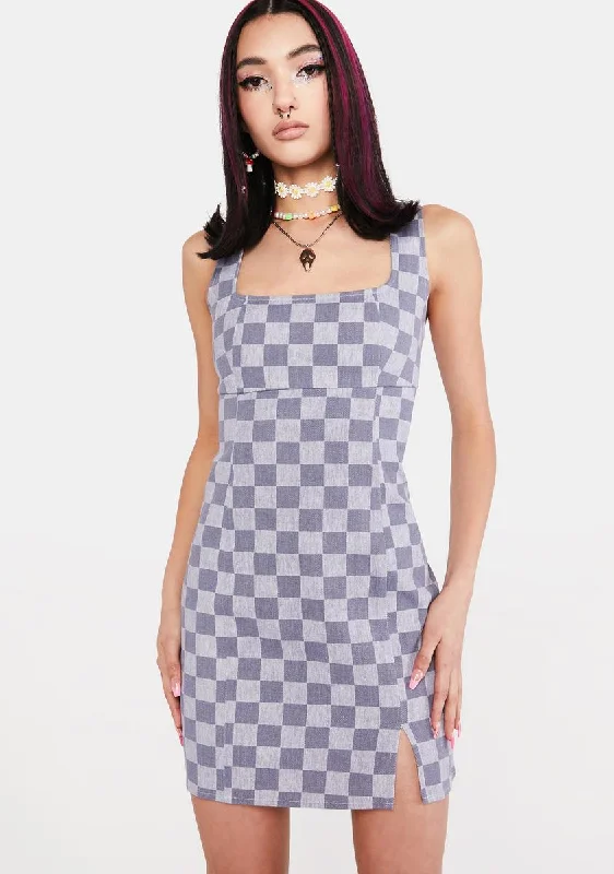 Making Bets Checkered Mini Dress Elegant Lace Mini Dress