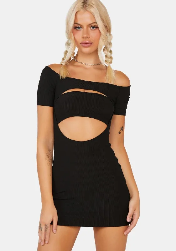 Ribbed Cut-Out Mini Dress Stylish Spaghetti Strap Mini Dress