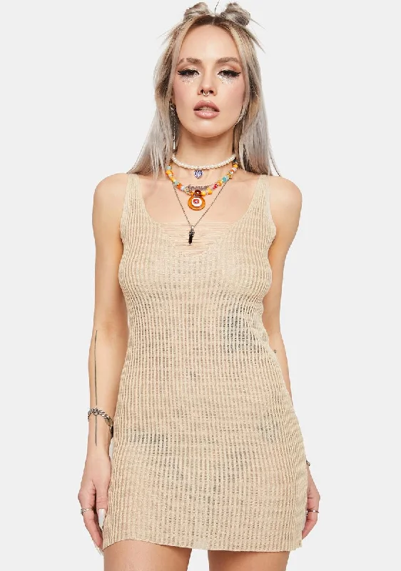 Sand Desert Queen Sheer Mini Dress Chic Mini Dress with V-Neck