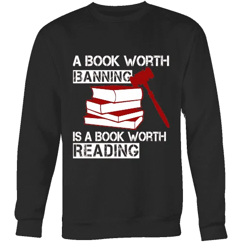 A book worth banning is a book worth reading Sweatshirt Hoodie with Longline Fit Extended Stylish