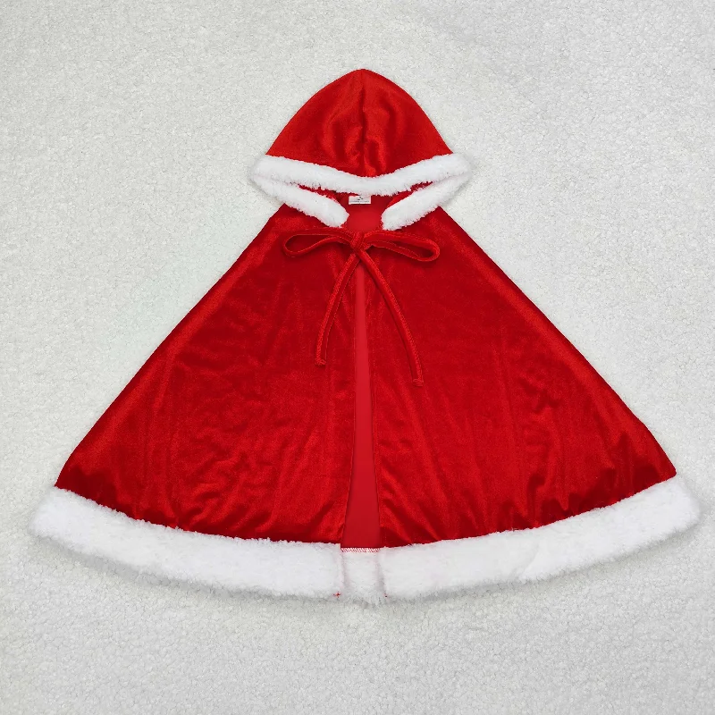 Baby Girl Christmas Red Velvet Hooded Tops Cloak Hoodie with Tied Waist Feminine Flattering Baby Girl Christmas Red Velvet Hooded Tops Cloak Hoodie with Tied Waist Feminine Flattering