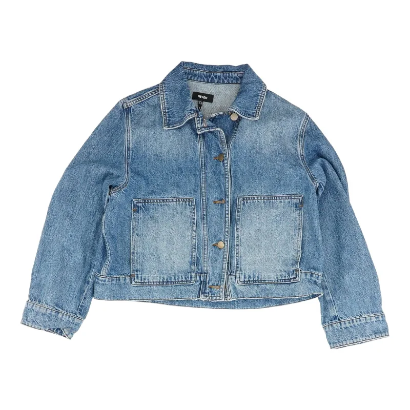 Blue Solid Denim Jacket Satin Jacket Silk Jacket Chiffon Jacket