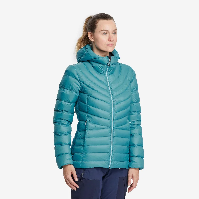 Forclaz Women's MT500 Hooded Down Puffer Jacket Hoodie with Hem Lace Feminine Delicate Forclaz Women's MT500 Hooded Down Puffer Jacket Hoodie with Hem Lace Feminine Delicate