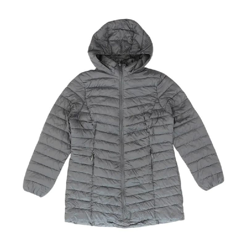 Gray Solid Puffer Jacket Mesh Jacket Canvas Jacket Denim Jacket