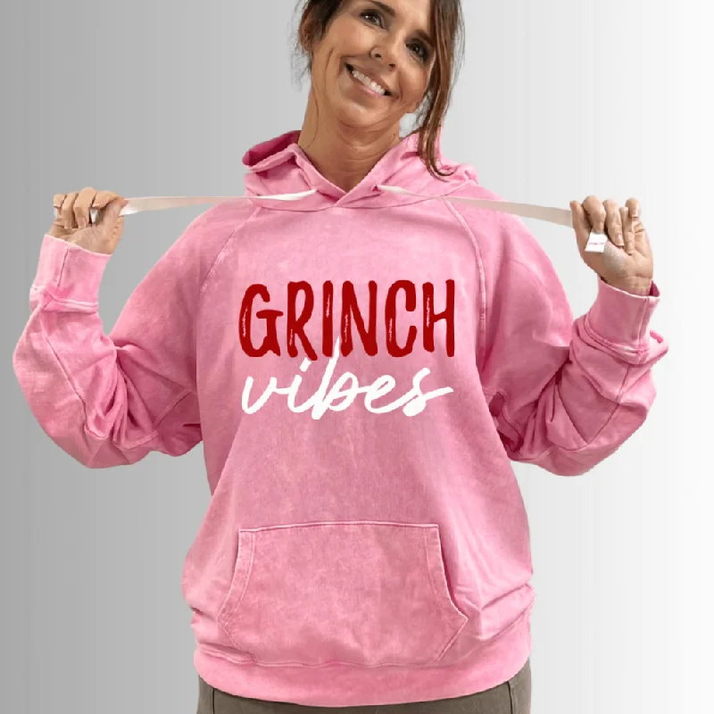 Grinch Vibes Graphic Cotton Hoodie Made in USA Hoodie with V-Neck Classic Versatile