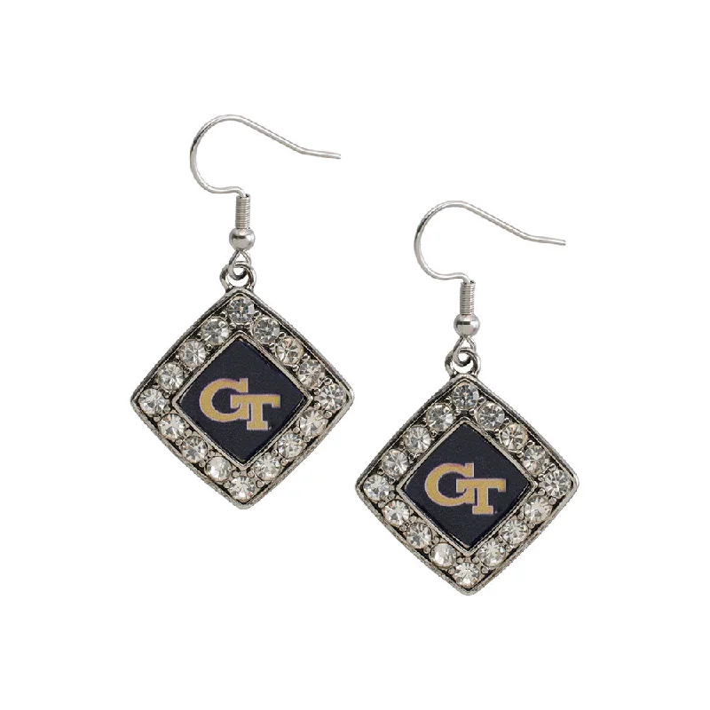 Georgia Tech Yellow Jackets Diamond Crystal Earrings Tiered Jacket Buttoned Jacket Zippered Jacket