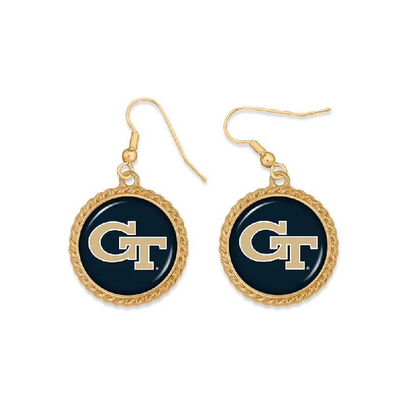 Georgia Tech Yellow Jackets Primary Sydney Earrings A-Line Jacket Boat Neck Shawl Collar