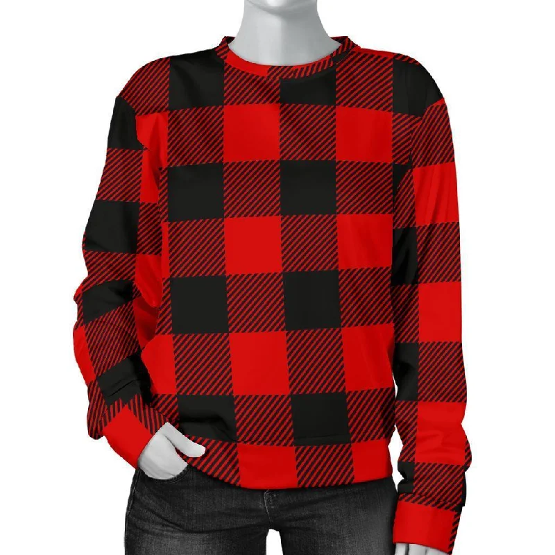 Lumberjack Red Pattern Print Women's Sweatshirt Hoodie with Strings Custom Fit Adjustable Lumberjack Red Pattern Print Women's Sweatshirt Hoodie with Strings Custom Fit Adjustable