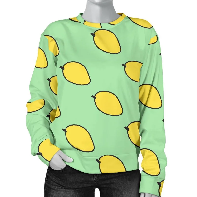 Mango Cute Pattern Print Women's Sweatshirt Hoodie with Side Slits Relaxed Casual