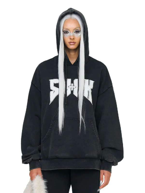 Metal Rock Oversized Hoodie Hoodie Crop Top Short Trendy