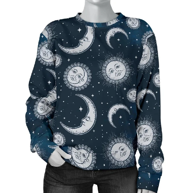 Moon Sun Pattern Print Women's Sweatshirt Hoodie Sweatshirt Pullover