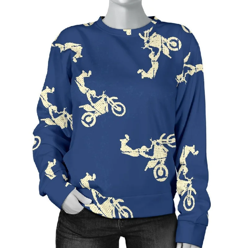 Motocross Pattern Print Women's Sweatshirt Hoodie with Elastic Cuffs Stretchable Comfortable Motocross Pattern Print Women's Sweatshirt Hoodie with Elastic Cuffs Stretchable Comfortable