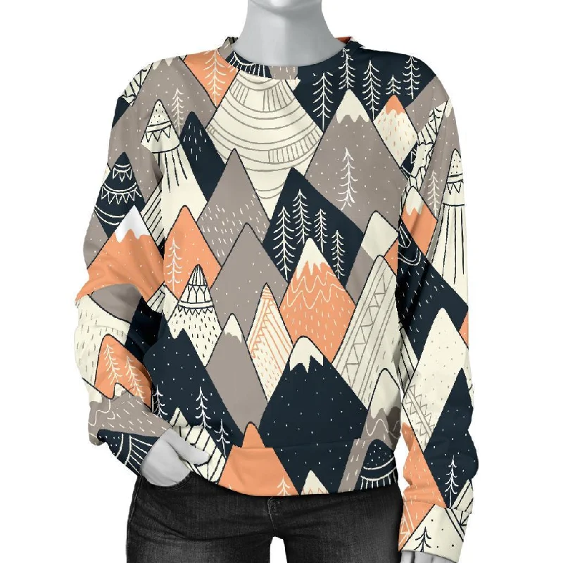 Mountain Pattern Print Women's Sweatshirt Hoodie with Camouflage Military Edgy