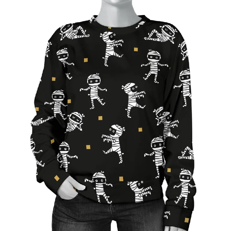 Mummy Pattern Print Women's Sweatshirt Hoodie Crop Top Short Trendy
