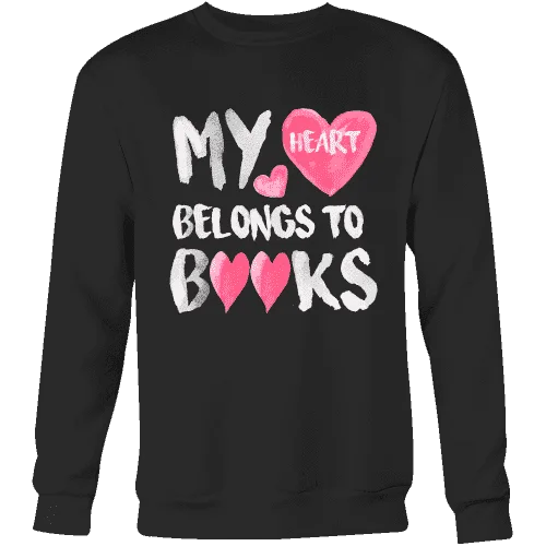 My Heart Belongs To Books Sweatshirt Hoodie with Mesh Breathable Sporty