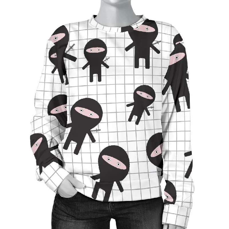 Ninja Pattern Print Women's Sweatshirt Hoodie with Back Slit Movement Comfort