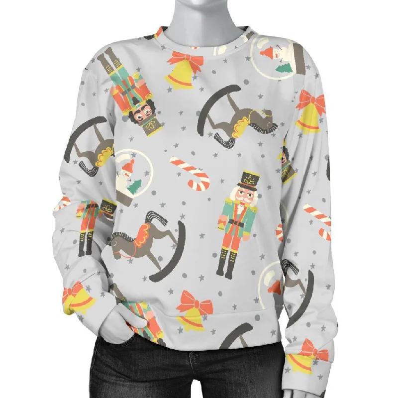 Nutcracker Pattern Print Women's Sweatshirt Hoodie with Ribbed Neckline Snug Warm