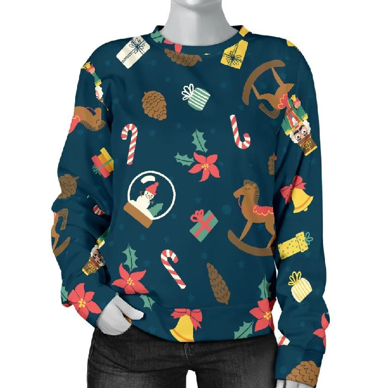 Nutcracker Print Pattern Women's Sweatshirt Hoodie with Bell Sleeves Flared Feminine Nutcracker Print Pattern Women's Sweatshirt Hoodie with Bell Sleeves Flared Feminine