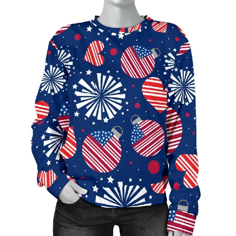Patriot Print Pattern Women's Sweatshirt Hoodie with Emblem Brand Identity