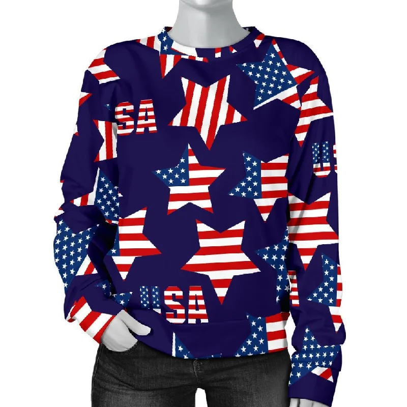 Patriot Usa Pattern Print Women's Sweatshirt Hoodie with Hem Patch Decorative Personalized