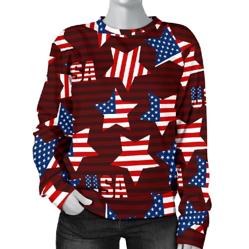 Patriot Usa Print Pattern Women's Sweatshirt Hoodie with Velcro Closure Adjustable Secure