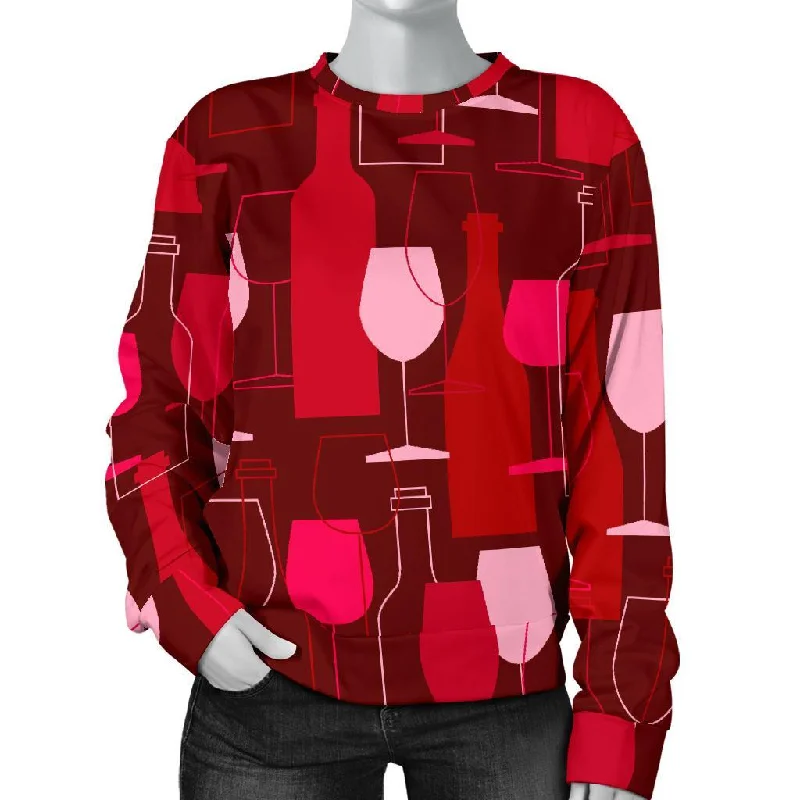 Pattern Champagne Print Women's Sweatshirt Hoodie with Snap Buttons Easy Quick
